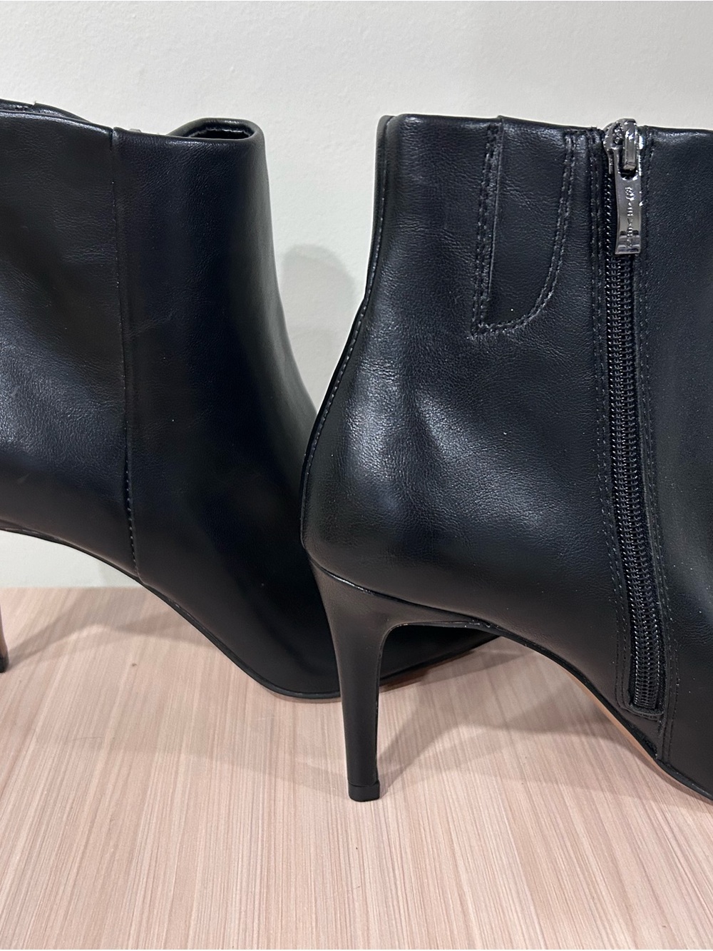 Steven By Steve Madden Black Leather Ankle Booties with Stiletto Heel